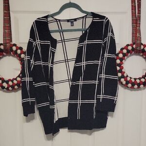 Chaps Black and White Checkered Cardigan Size 2x